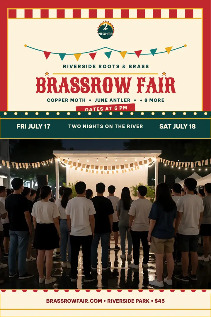 Brassrow Fair riverside festival poster template