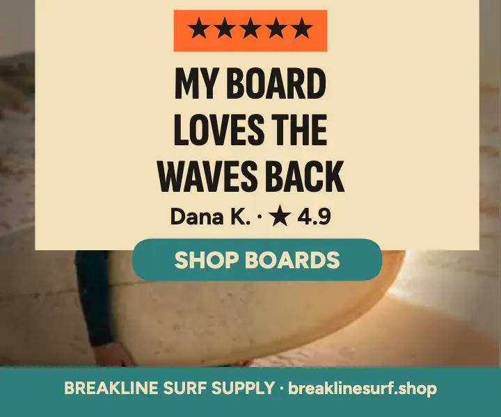 Breakline surf review lomo ad: surf shop review ad template