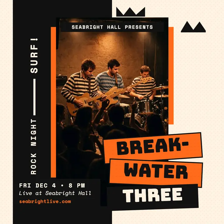 Breakwater Three surf rock gig post template