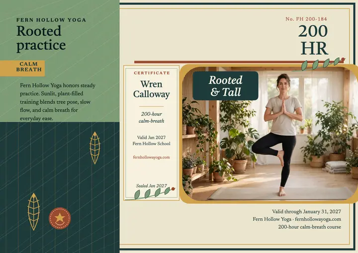 Fern Hollow calm-breath course certificate template