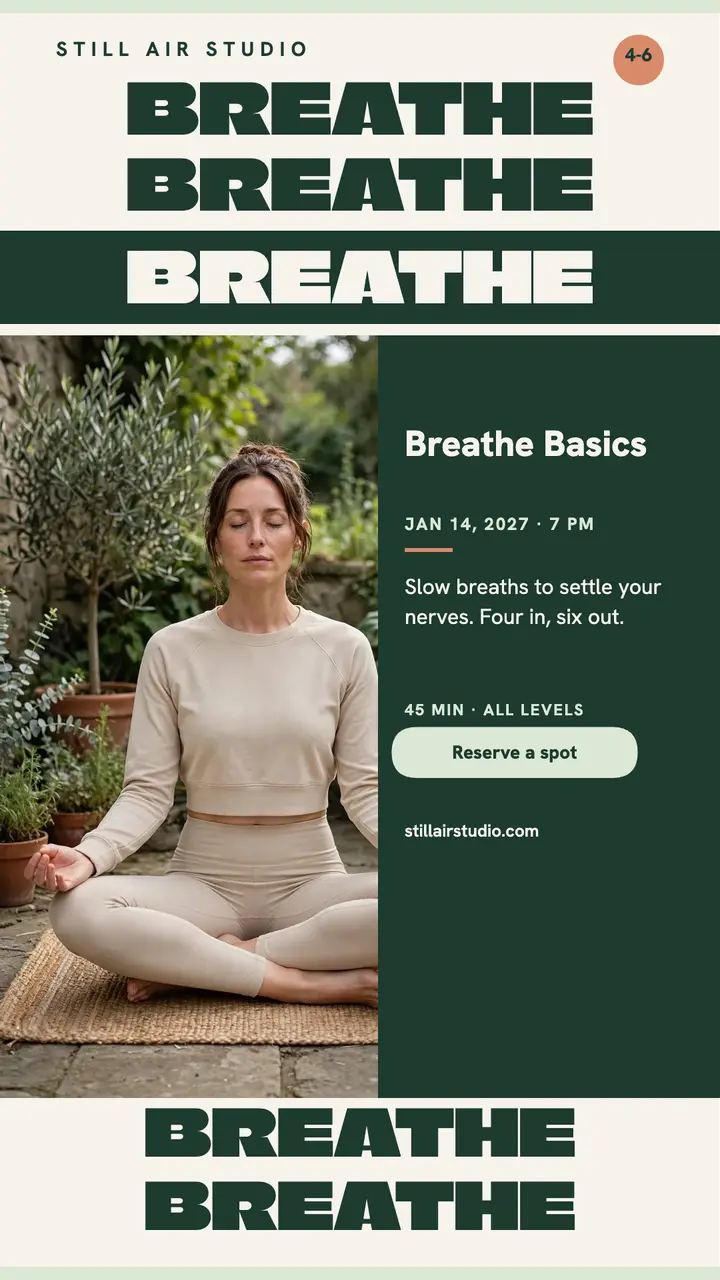 Still Air breathwork grid story: breathwork story template