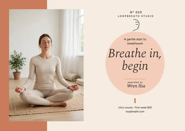 Loopbreath Studio breathwork intro certificate: breathwork certificate template