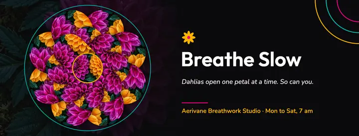 Breathwork studio kaleidoscope dahlia cover template