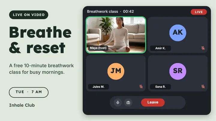 Inhale Club live breathwork call template