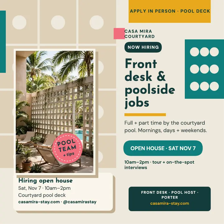 Casa Mira Courtyard hotel hiring post template