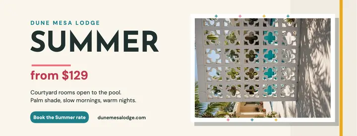 Dune Mesa Lodge summer courtyard cover template