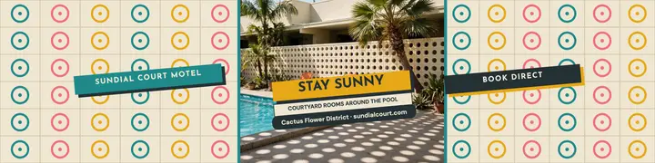 Sundial Court motel courtyard banner template