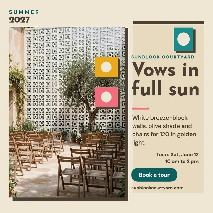 Sunblock Courtyard summer venue post template