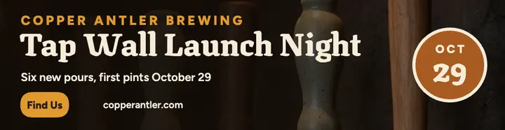 Copper Antler tap wall night billboard: brewery tap night ad template