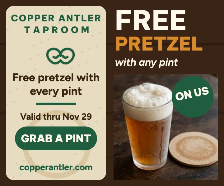 Copper Antler free pretzel coaster ad template
