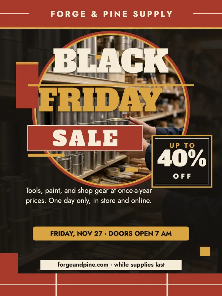 Forge and Pine Black Friday brick poster: black friday sale poster template