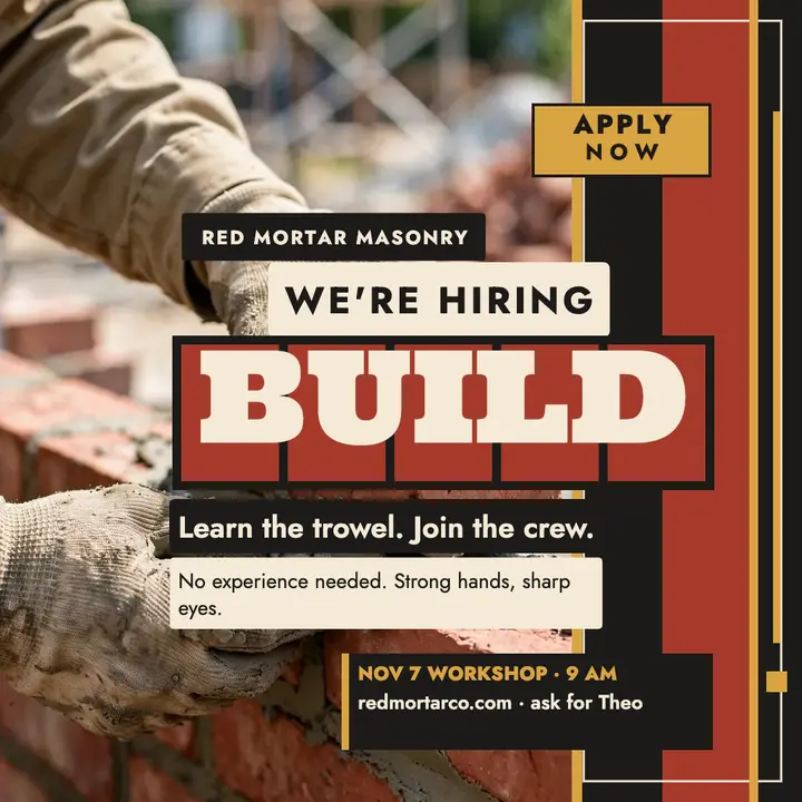 Red Mortar Masonry apprentice hiring post template