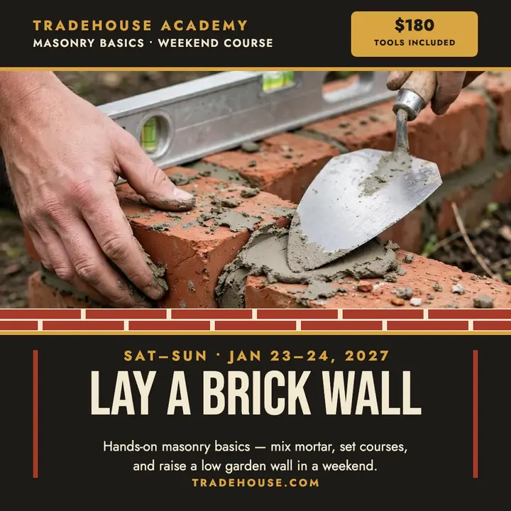 Tradehouse Academy brick wall weekend post template