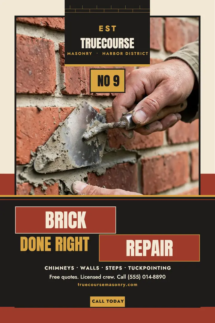 Truecourse brick repair crew poster: masonry repair poster template