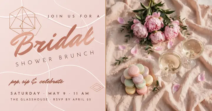 Bridal shower brunch rose-gold revival post template