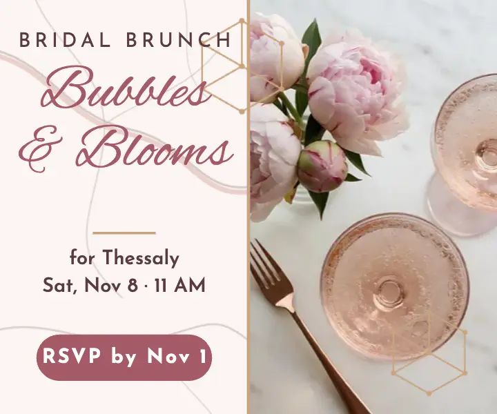 Thessaly bridal brunch rose-gold ad: bridal brunch invitation ad template