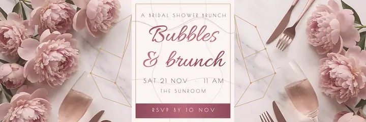 Bubbles and brunch rose gold shower header template