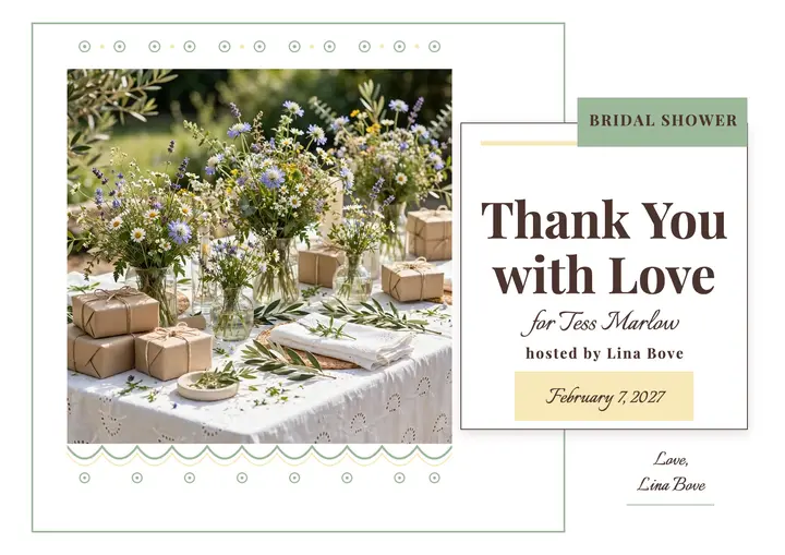 Eyelet bridal shower thank-you certificate template
