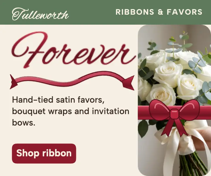 Tulleworth satin ribbon wedding favors ad template