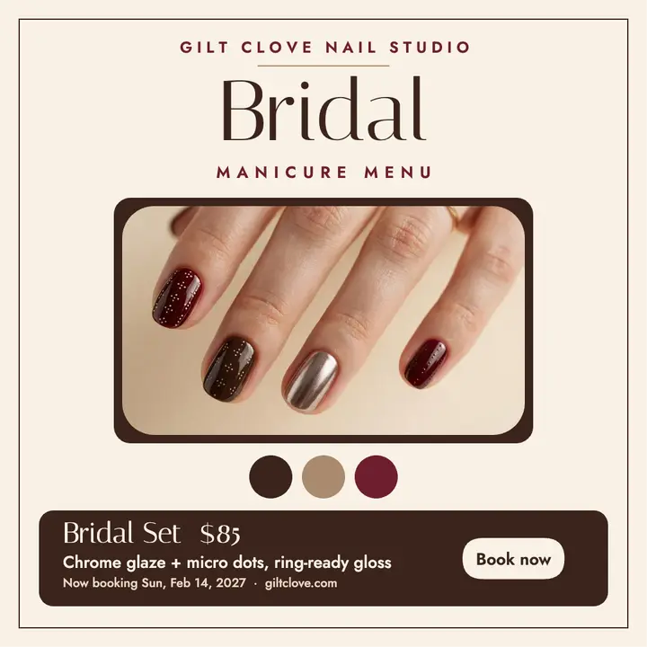 Giltclove bridal manicure menu post template