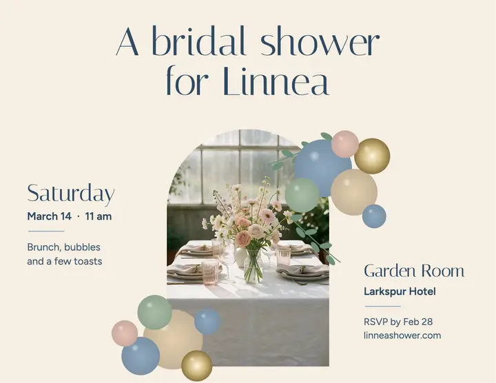 Linnea bridal shower balloon garland flyer template