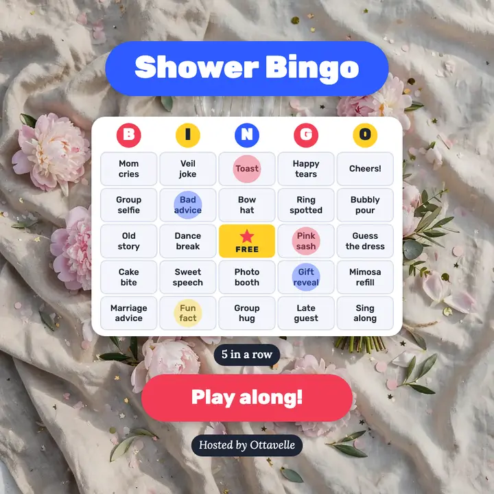 Bridal shower bingo card post template