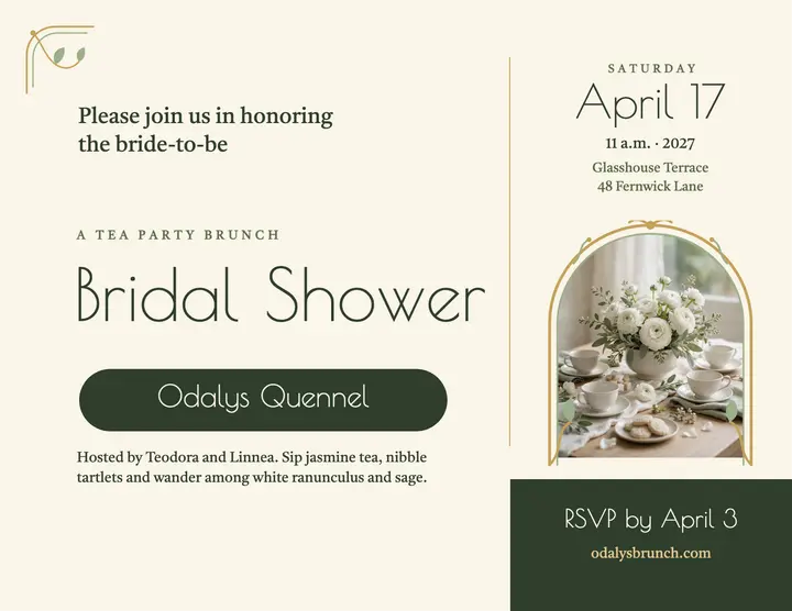 Bridal shower tea brunch flyer, art nouveau template
