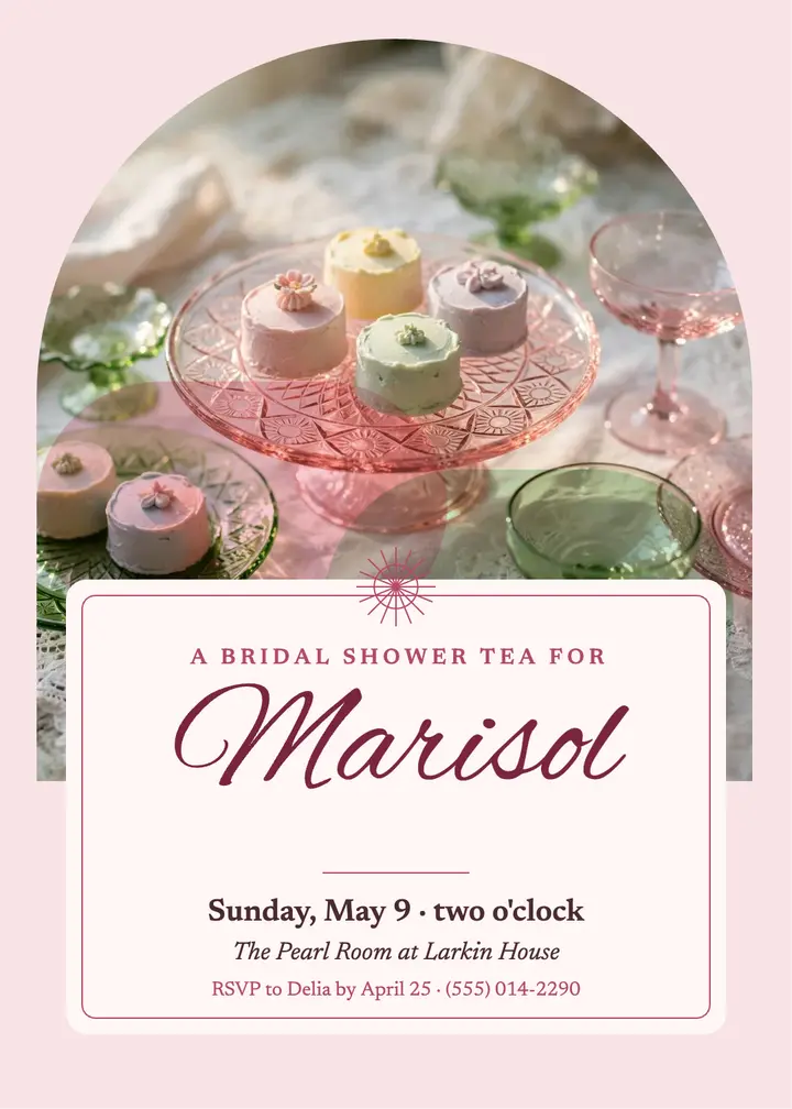 Marisol bridal shower tea invitation template