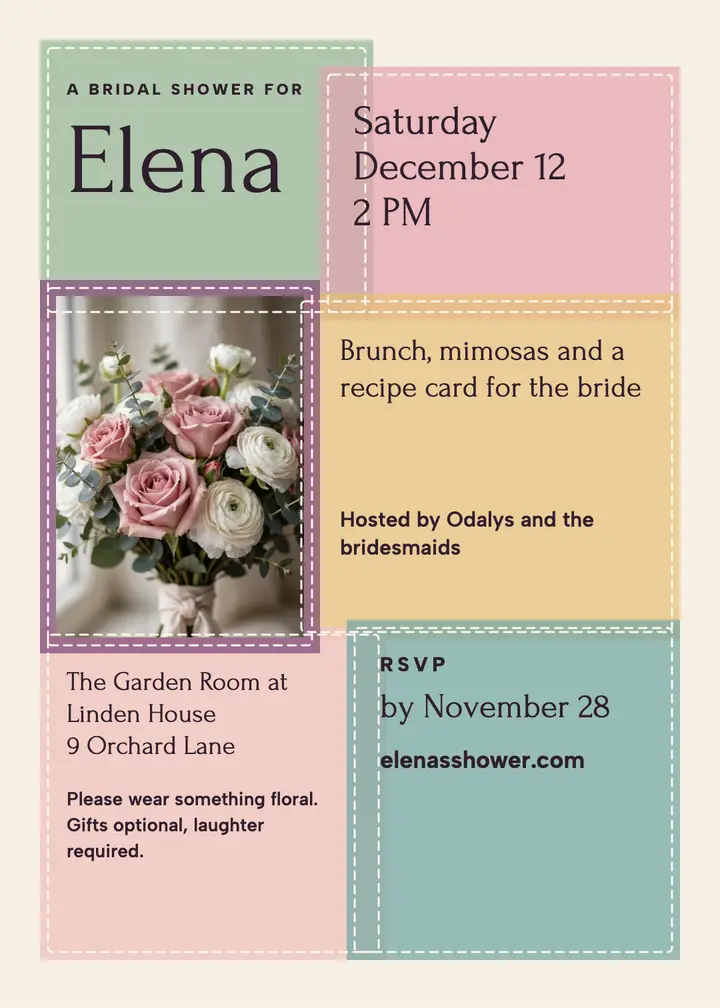 Elena's bridal shower panes invite template