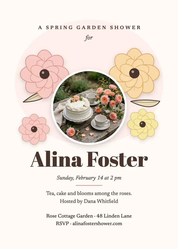 Alina garden bridal shower invitation: bridal shower invitation template