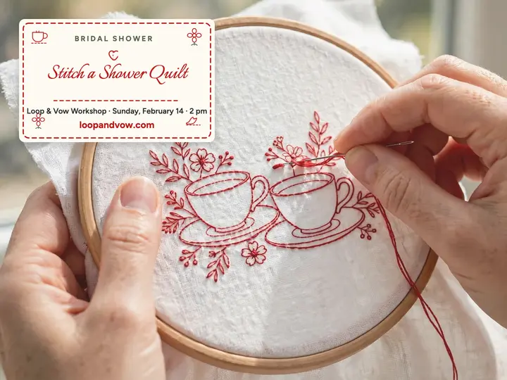 Loop and Vow bridal shower stitch slide: bridal shower workshop slide template