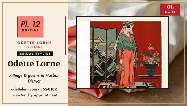 Odette Lorne bridal stylist pochoir card template