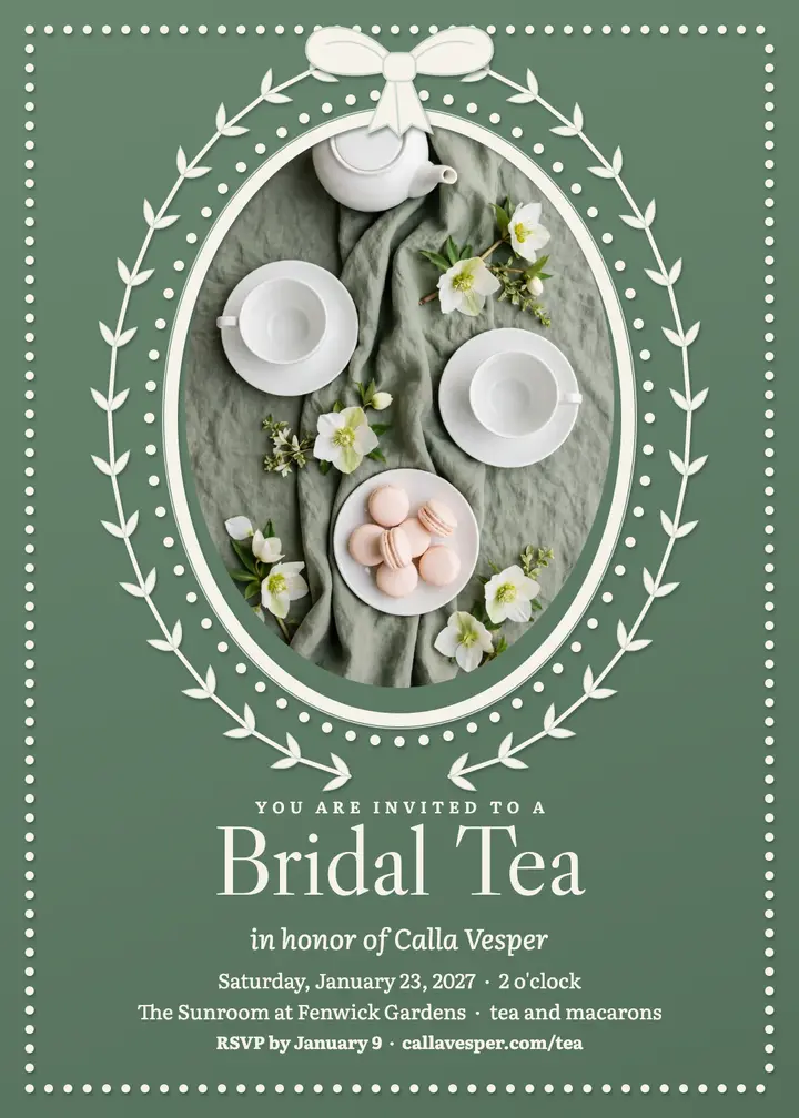 Bridal tea jasperware cameo invitation template