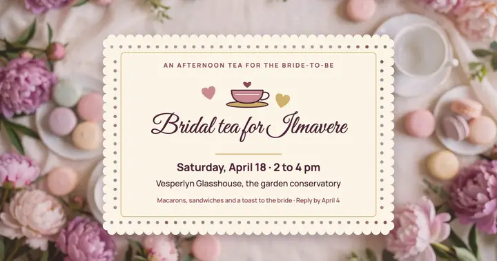 Bridal tea shower invitation, paper lace doily template