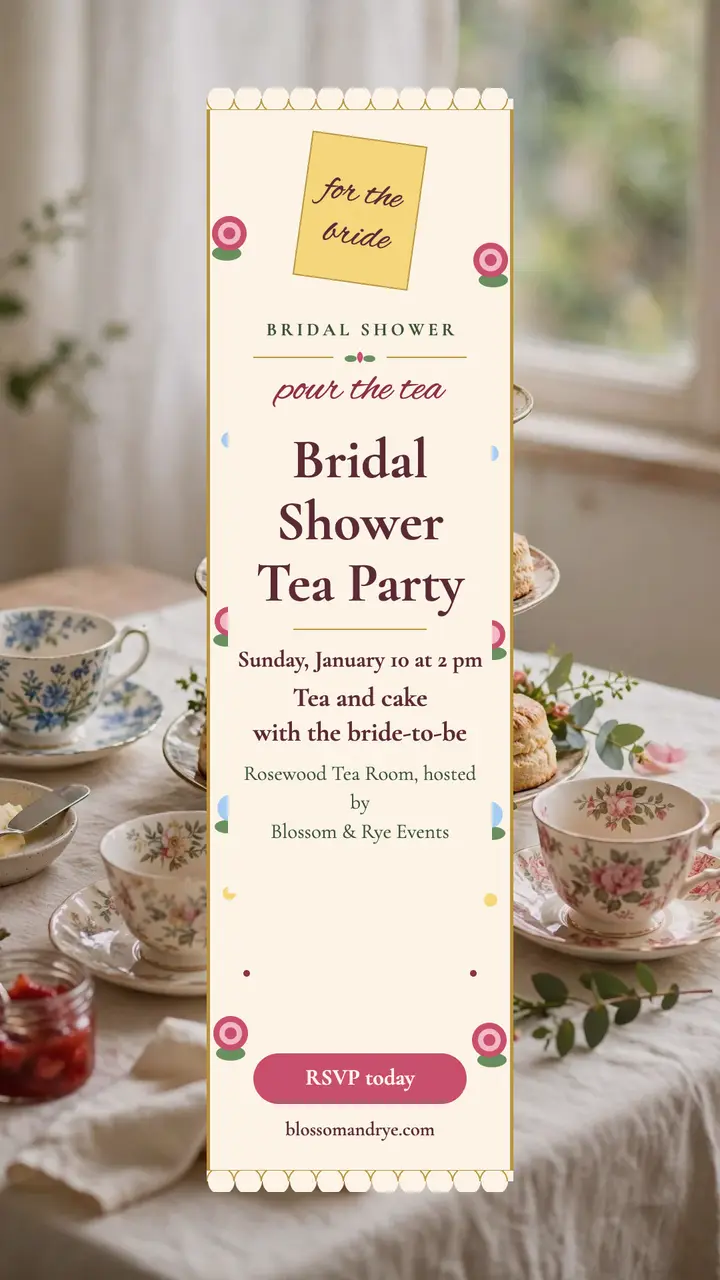 Blossom and Rye bridal tea shower story template
