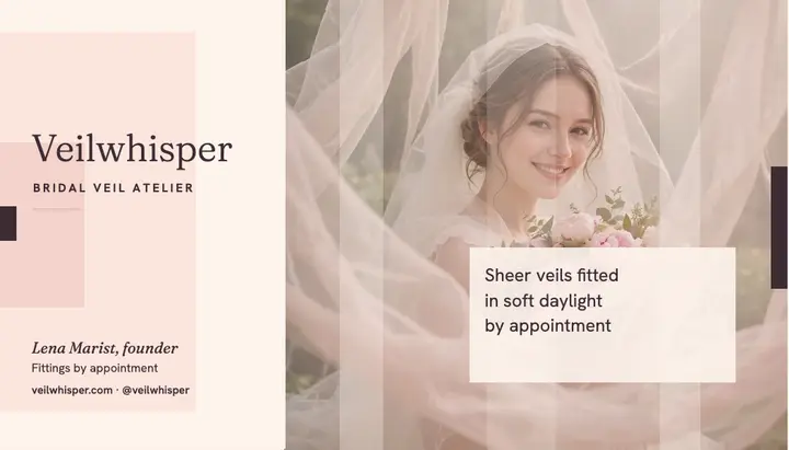 Veilwhisper bridal veil atelier card template