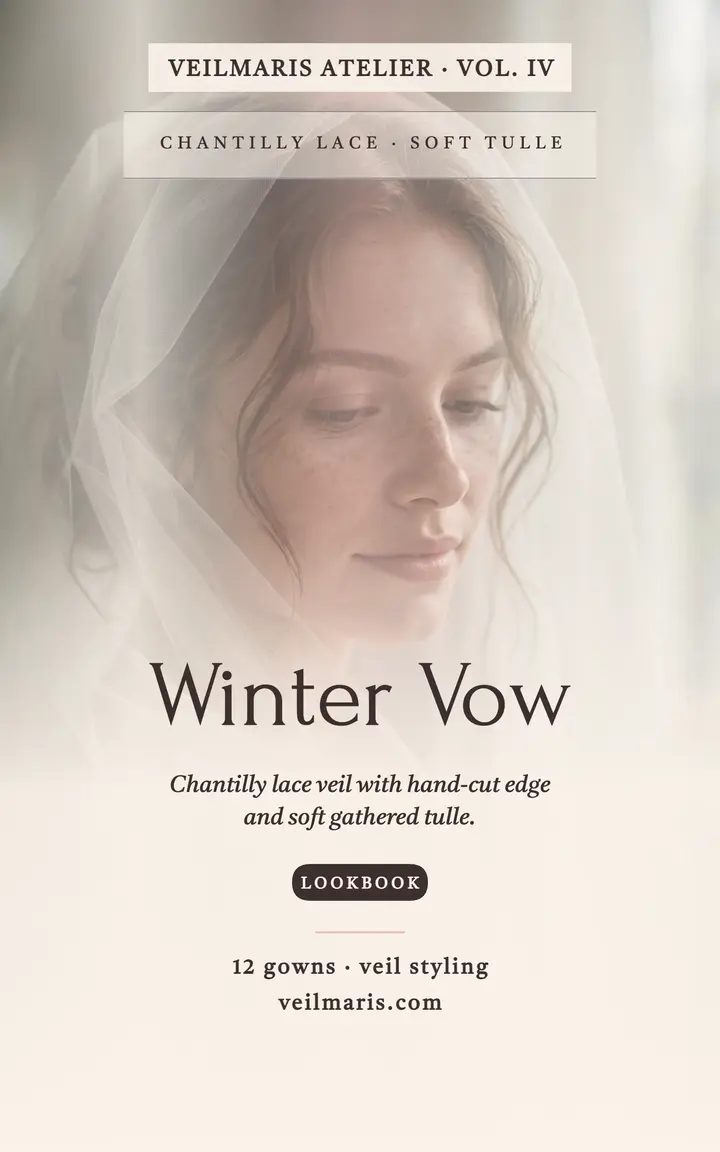 Veilmaris Winter Vow bridal lookbook cover template