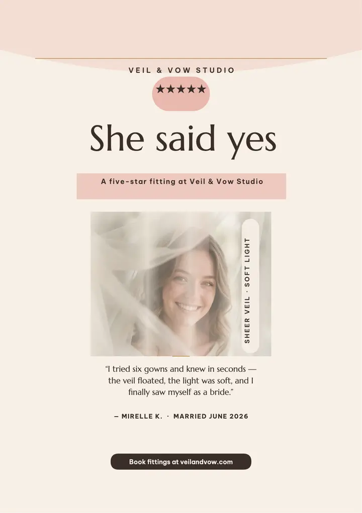 Veil and Vow bridal review flyer template