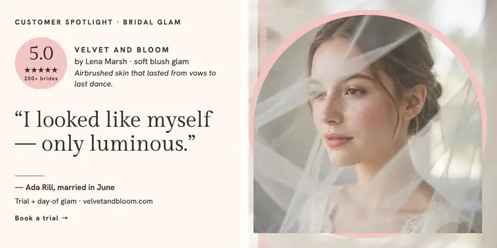 Velvet and Bloom bridal review spotlight template
