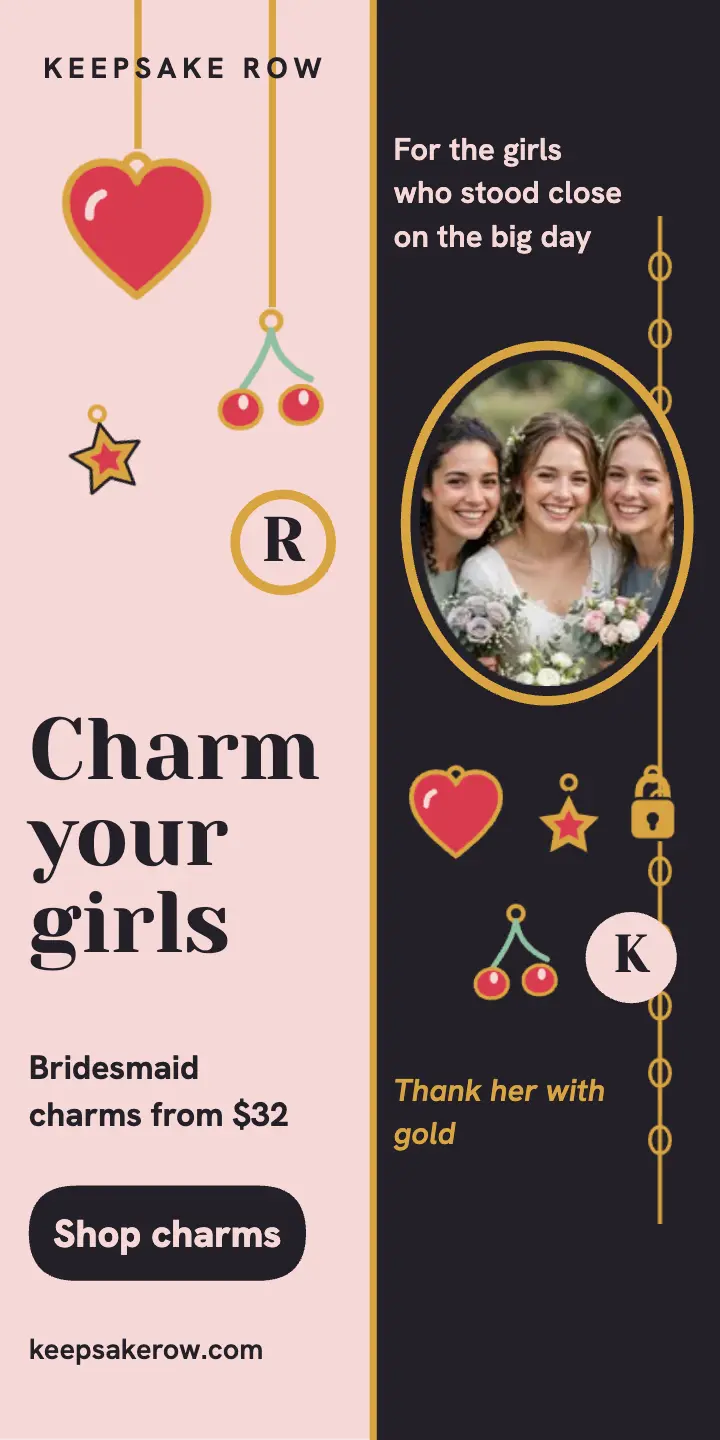 Keepsake Row bridesmaid charm locket ad template