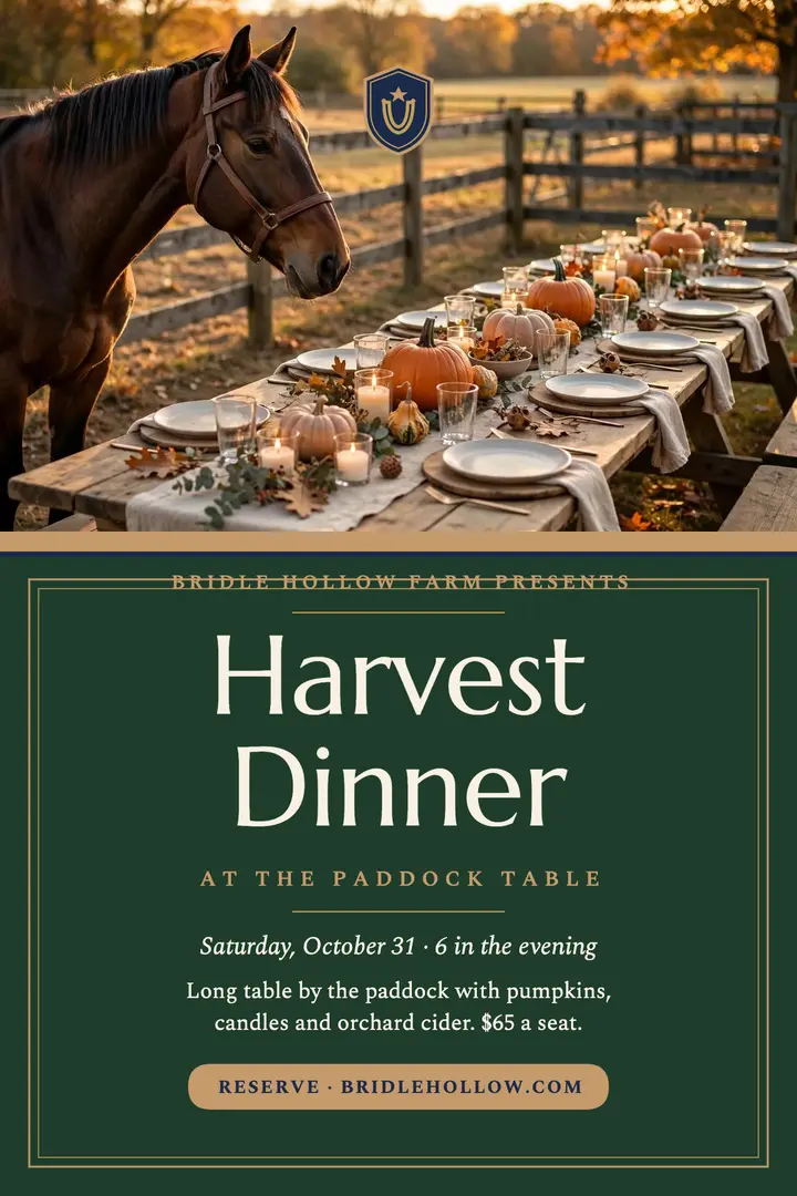 Bridle Hollow harvest dinner poster template