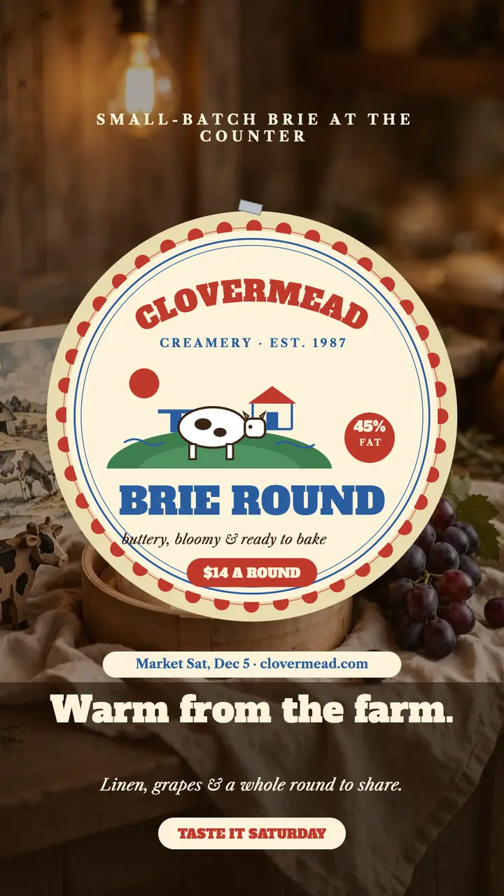Clovermead brie round box story template