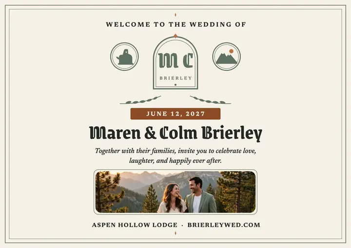 Brierley wedding crest welcome certificate: wedding welcome certificate template