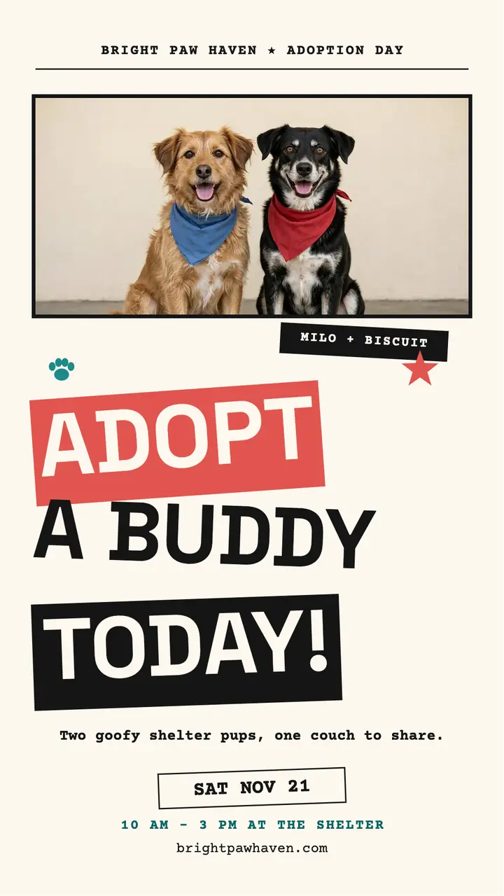 Bright Paw adoption day type story template