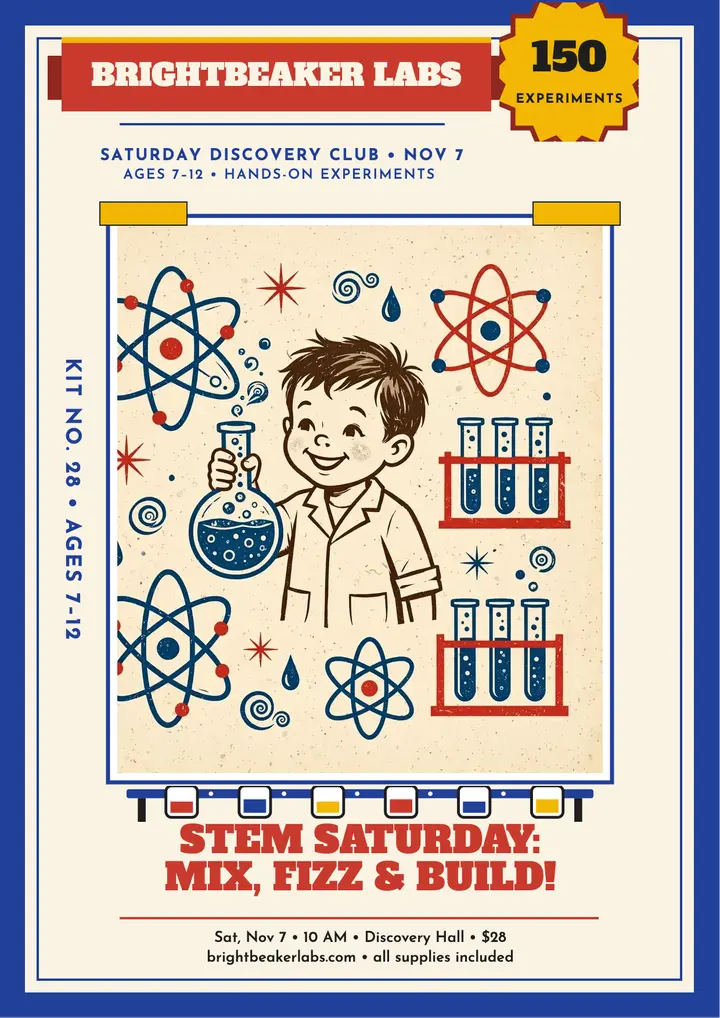 Brightbeaker Saturday STEM class flyer template