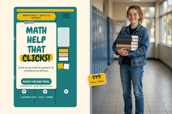 Brightbolt math trial locker postcard template