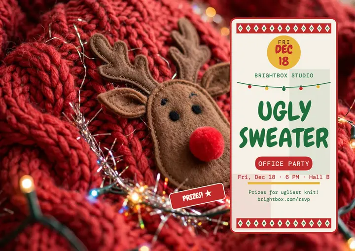 Brightbox ugly sweater party invite template