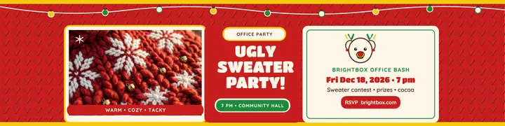 Brightbox office ugly sweater party banner template