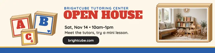 Brightcube Tutoring open house banner: tutoring open house banner template