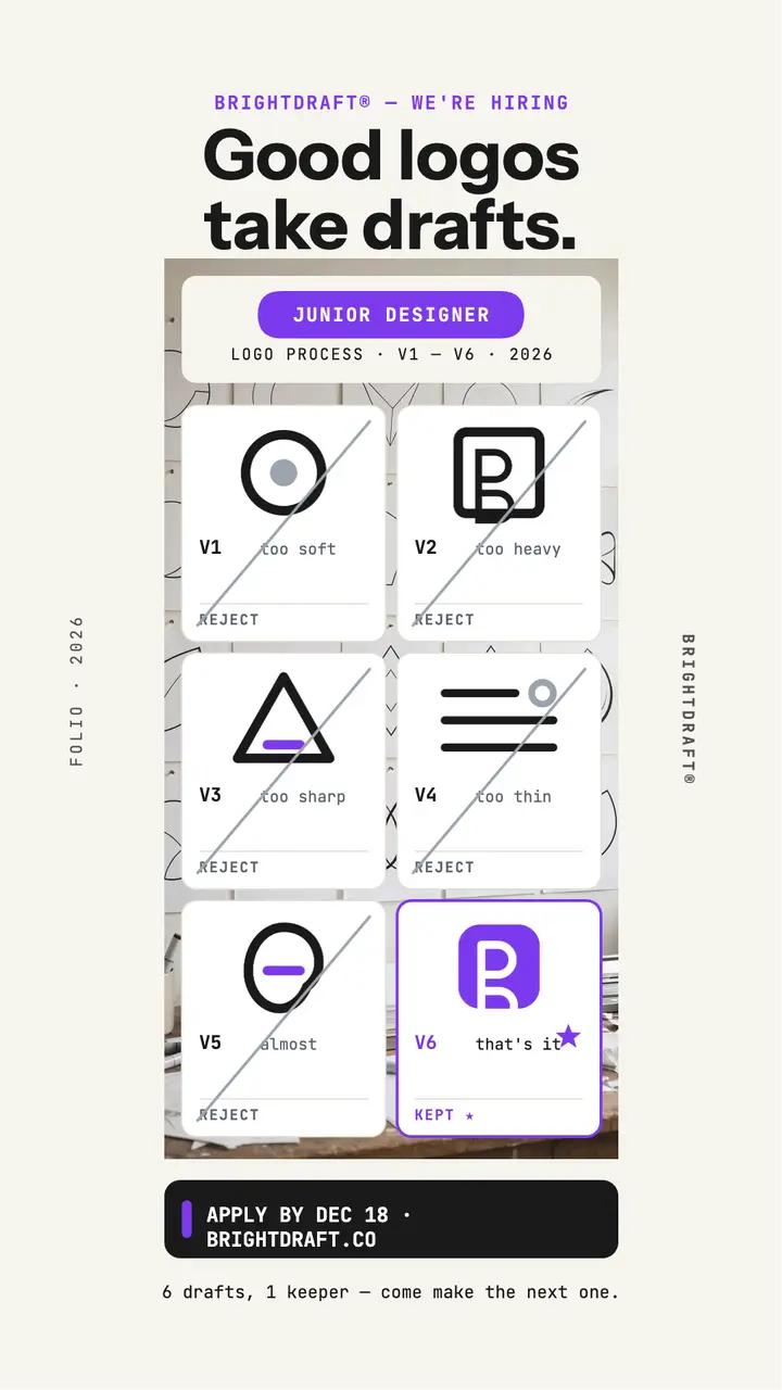 Brightdraft junior designer hiring story template